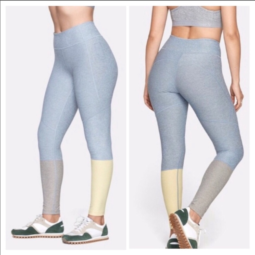 Outdoor Voices Yellow 7/8 Dipped Warm Up Leggings Medium Blue Gray - Picture 6 of 7